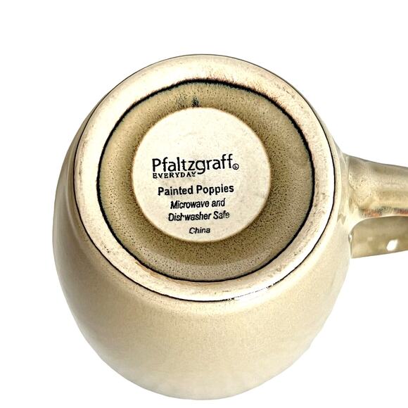 Pfaltzgraff Painted Poppies Coffee Mug Beige Bown Replacement Cup Earthy Flower - Picture 2 of 11